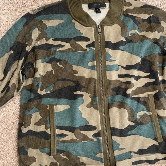 J. Crew Camo Zip Up Sweater Bomber Style Cardigan size M - Picture 4 of 13